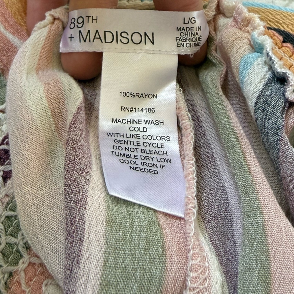 Y2K 89th & Madison Striped Wide-Leg Knit Linen Pants Multicolor Stripes - Picture 3 of 4